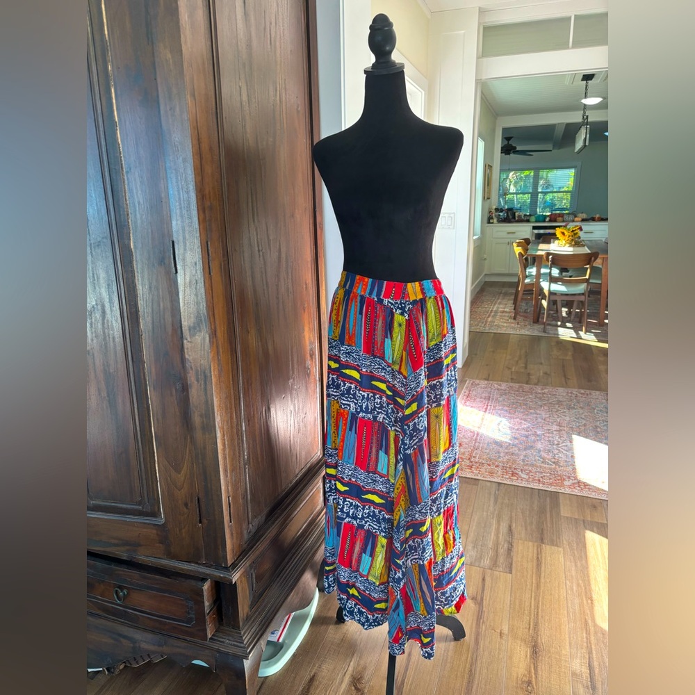 Colorful Patterned Maxi Skirt - Women